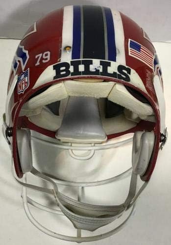 2002 03 Buffalo Bills Assinou Game Usado Ruben Brown Helmet Auto Drew Bledsoe CoA - Capacos de jogo NFL não assinado