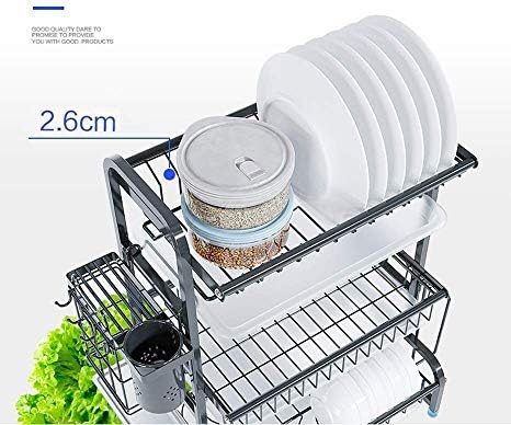 WHLMYH MODERNA PLATA DE COZINHA DE AÇO ANTECIMENTO AONALMENTE, RATA DE RACA DE PACO DA CATURA DA CATURA DA CATURA DA CORRA DE PRIMEIRA DE PRIMEIRA DE RATA DE PRODIÇÃO DE UTENSILS RATURA DE TOLHA ORGANIZADOR DO CETLIZADOR COM BAVELA DRIP TRAY 2 CAMADAS ATENA