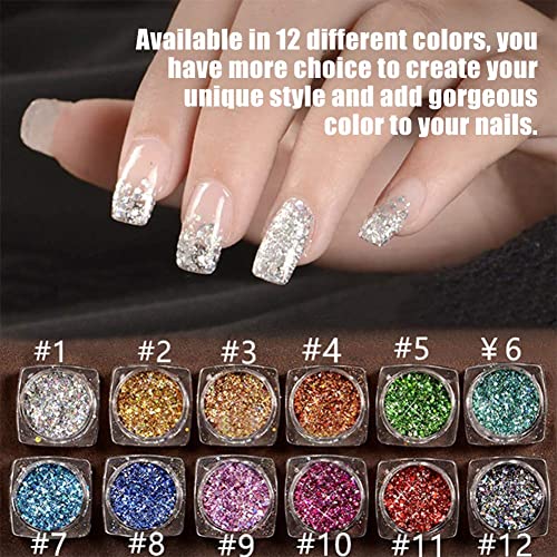 12 cores Glitter Glitter, Glitter das unhas Ligas de unha Séquilista de unhas Diy Nails Decoração Festival Cosmético Glitter Face