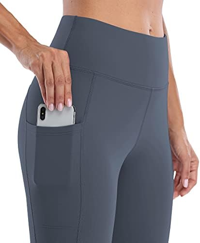 Antraco Winter Fisce para mulheres com cintura alta calças de ioga nuas sentindo leggings com bolsos