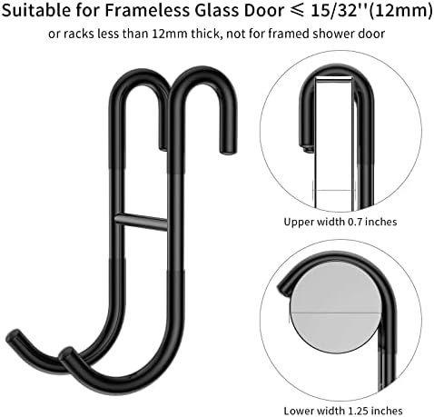 Squeegee de chuveiro preto para a porta de vidro de 12 polegadas de aço inoxidável banheiro limpador de janela, inclua gancho da porta