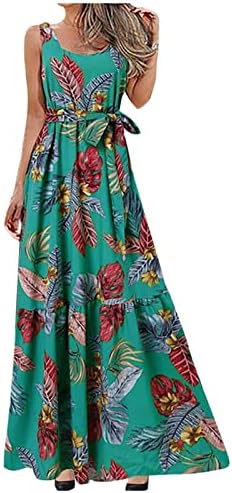 Vestidos de festa Fragarn, plantas de moda casual de verão feminino imprimem sexy com cintura de gaiola de pescoço