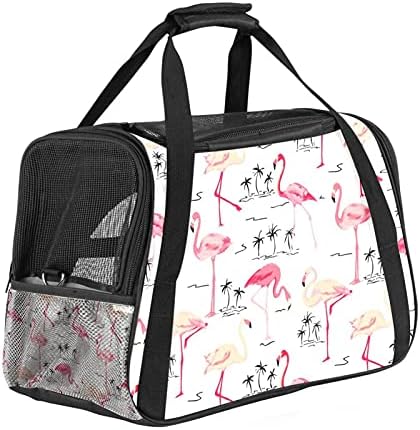 Portador de animais de estimação Flamingo Bird Palm Tree Pattern Transportadores de viagem de animais de estimação para