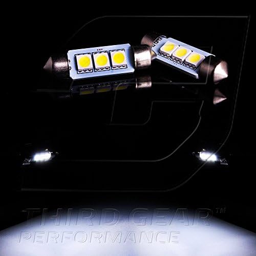 TGP 36mm-39mm Branco 3 LED SMD 5050 Festoon Placa Bulbos Par de lâmpadas 2010-2011 Compatível com Lincoln Mkt