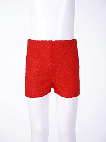 FreeBily Kids Girls Meninas de cor sólida elástica cintura renda shorts meninas ginástica de dança de ginástica ativa shorts de roupas ativas