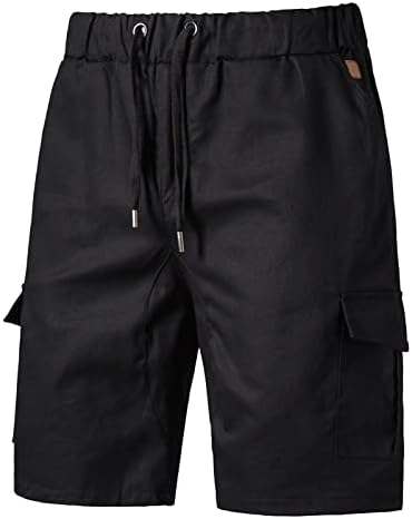 Shorts para homens cargo, masculino casual, shorts de carga casual de cor casual de cor sólida com vários bolsos
