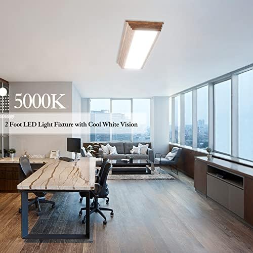 Faithsail 2ft LED luminista com 3000K/4000K/5000K CCT Selecível, 2 pés de cozinha LED com moldura de madeira, 30w