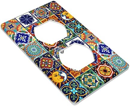 Talavera Tiles mexicanos Placas de parede de saída Duplex Decoram tampas de saída para tomadas elétricas Placa de interruptor Tampa