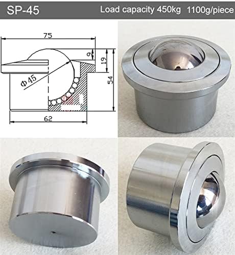 NESHO SP-30/40/45 Roletes de bola universal com roda de sísteno de transmissão de borda do flange 1pcs