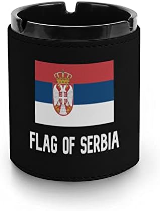 Bandeira de cinzas de couro Sérbia Bandeja de cinzas de cigarro portátil para carros de escritório em casa