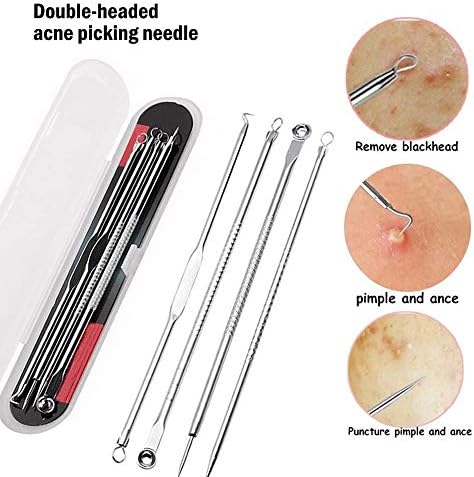SEESD 4 PCS A agulhas de remoção de cravo -negra dos pontos pretos limpadores de aço inoxidável extrator de acne acne