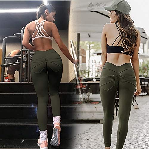 Calças de ioga grossas para mulheres esportes ioga de ioga alta calça sexy feminina com bolsos calças de ioga esticada