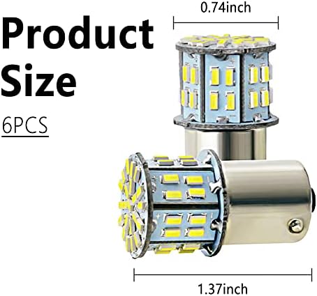 NHHC 6pcs 12V 1206-RV LED LUZES-50-SMD LED 360 ° Iluminação interior-exclusivamente brilhante 1156 1141 1003 lâmpadas