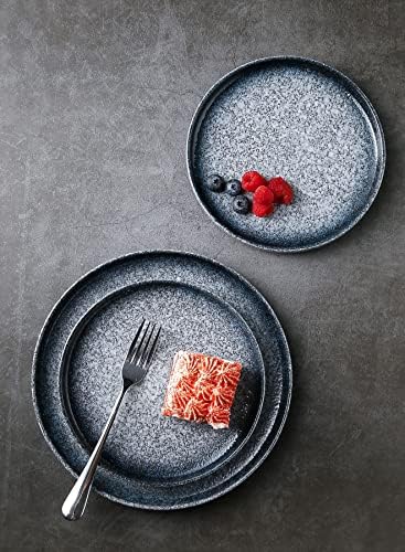 Placas de salada de sobremesas de cerâmica Ghaexui, placas planas com borda lipped, resistente a arranhões - pratos de porção de
