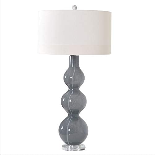 Lâmpada de mesa clara com vinha de cerâmica de luz noturna sombra oval artesanal
