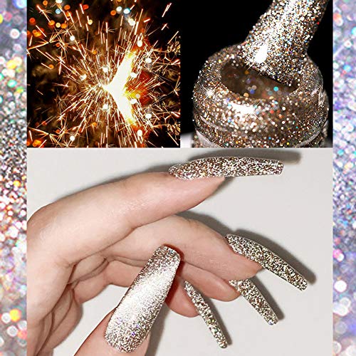 Mizhse Diamond Gel Achaness, conjunto reflexivo de polimento de gel de glitter, kit de manicure de artesanato de arte de Natal brilhante