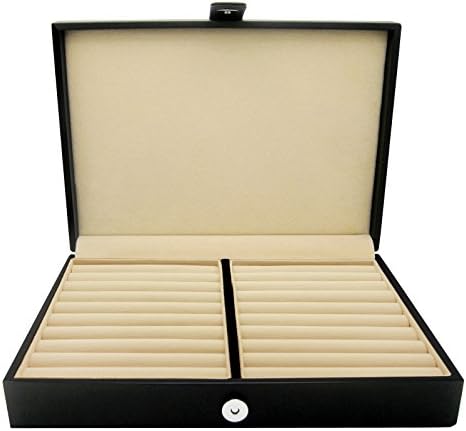 Honey Bear Men/Women's Cufflinks Jewelry Box - Armazenamento de armazenamento de capa de couro falso preto, para anéis Brincos clipes de gravata