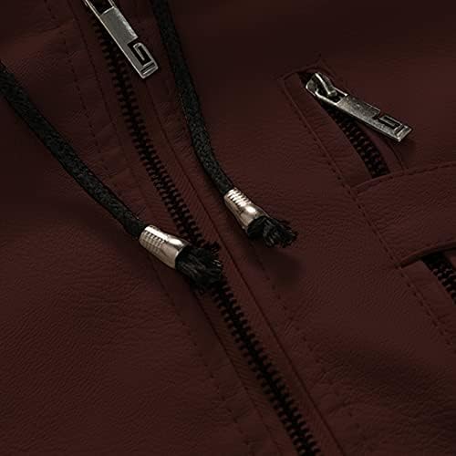 Inverno masculino Plus Velvet Leisure Capeled Leather Outwear Zipper curto tamanho de tamanho grande ao ar livre
