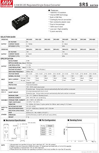 Média poço SRS-0505 5V 0 ~ 100MA 0,5W Converter de saída único regulamentada DC-DC Converter DC/DC