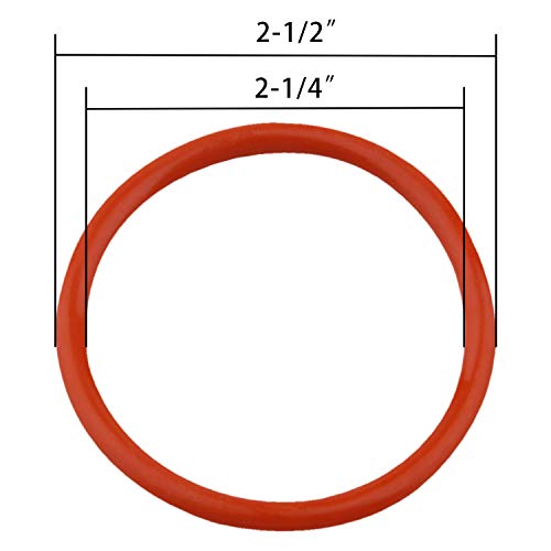 Dernord Silicone O-ring, 2-1/4 ID, 2-1/2 OD, 1/8 Largura, 70a Durômetro, vermelho