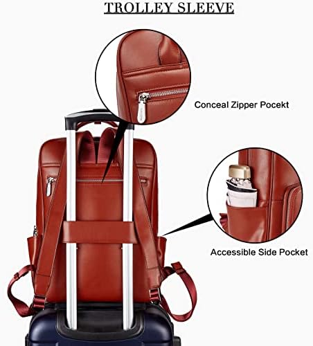 Mochila de laptop de Bostanten para mulheres 15,6 polegadas de couro Backpack Backpes College Travel Daypack