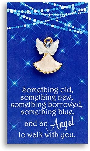 Algo azul para a noiva no dia do casamento - Angel para o alfinete de noiva com Blue Swarovski Stone - Charme de buquê de noiva - algo