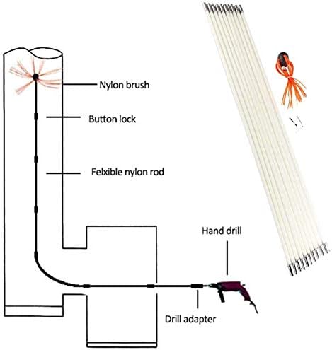 Guangming - kit de varredura de chaminés de 39 pés, escova de combustão, sistema de limpeza de chaminés de ventilação