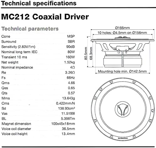 Dynaudio esotan 212c 6.5 Conjunto de sistemas de áudio de carro coaxial de 2 vias