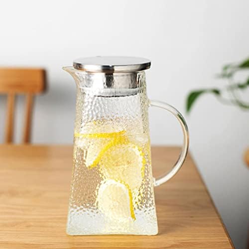 Recipientes de café Iced Tea Mandle Glass Water Pitcher Pitcher com tampa, jarra de água de 1.2L para chá, leite,