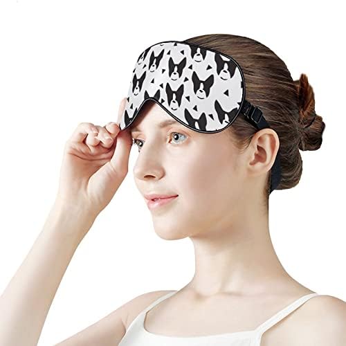 Boston Terriers Sleep Mask Sleep Máscara Máscara para os olhos portáteis com cinta ajustável para homens mulheres