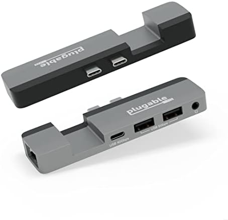 Plugable 5 em 1 USB C Hub Adaptador MultiPort para MacBook Pro 14/16 polegadas, MacBook Air M2-Porta USB-C 40 Gbps compatível com