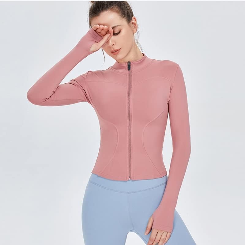 Jaqueta esportiva de manga comprida Twdyc feminino zip de fitness yoga camisa de inverno academia de ginástica ativa