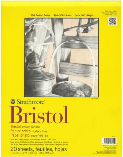 Strathmore 300 Series Bristol Paper Pad, suave, fita adesiva, 11x14 polegadas, 20 folhas - papel de artista para adultos