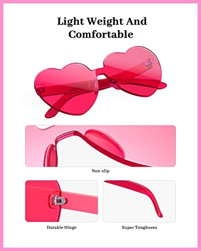 Óculos de sol do coração de GaiAtop para mulheres Candy Color transparente Rimless Heart óculos para meninas óculos de