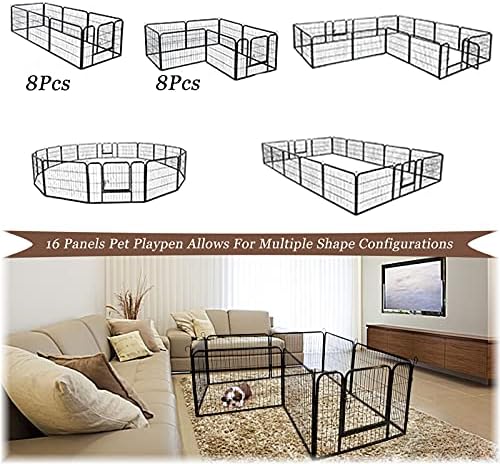 Playpen de cachorro Zghong, portátil pet chaypen, cães para cães para cães pequenos, 16 painéis 24 de altura cerca de cão ao ar livre, barreira dobrável com porta, para cães, gatos ou animais pequenos