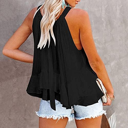 Tampa do tanque FMCHICO para mulheres de verão Halter Tops plissados ​​camisas de cami sem mangas