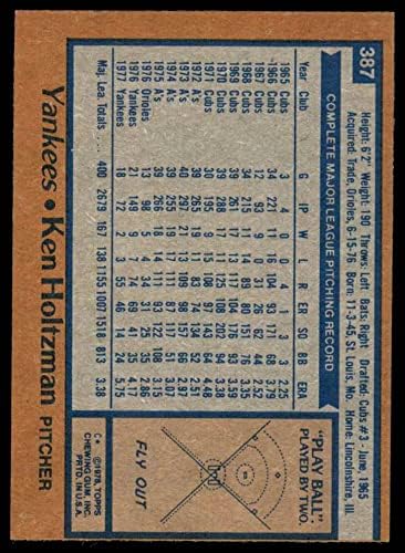 1978 Topps # 387 Ken Holtzman New York Yankees VG/Ex Yankees