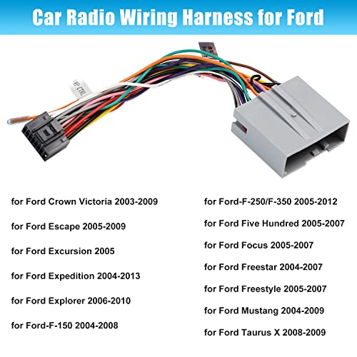 Adaptador de conector de fiação de rádio de pós-mercado Substituição do adaptador para Ford/F-150/F-250/-F350 Escape Expedição Lincoln