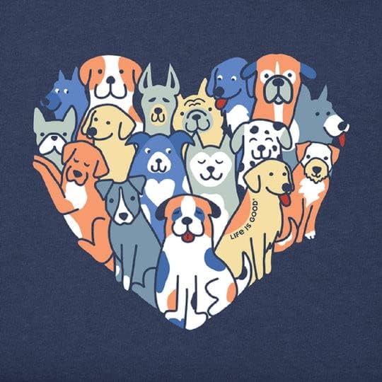 A vida é boa. Crianças do coração de cães ss briter tee, azul mais escuro, grande