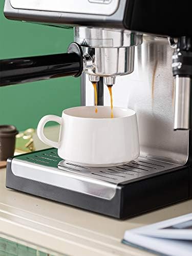 Kanwone Porcelain empilhável cappuccino xícaras com pires - 8 onças para bebidas de café especial, cappuccino, latte, americano e chá - conjunto de 4, branco