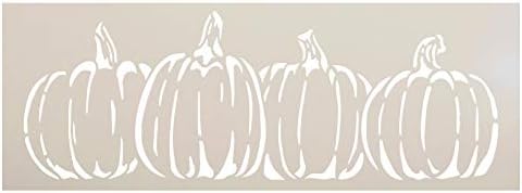 Abóboras em um estêncil de fileira por Studior12 | Presente de colheita sazonal de outono rústico DIY | Fazenda artesanal Fresh Ação de Graças Halloween | Pintar placar de madeira | Modelo Mylar reutilizável | Selecione o tamanho