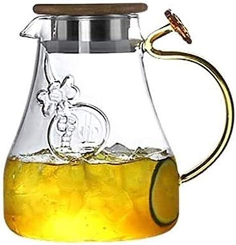 Chaiodengzi 1.4 L/litro Jarro de vidro, jarro sem chumbo de vidro borossilicato, jarra de água com tampa, jarro de chá com bico, garrafa