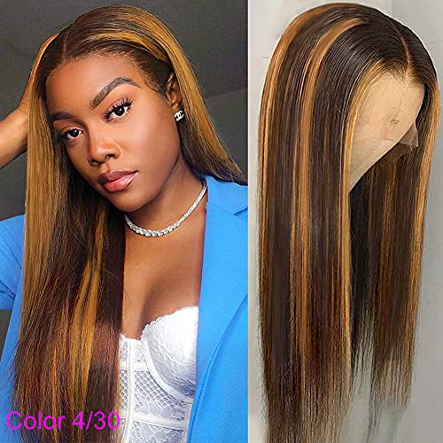 HAOKE 13x4 V- Parte Destaque 4/27 HD Peruca de renda transparente para mulheres negras 4/30 perucas de cabelo humano reto