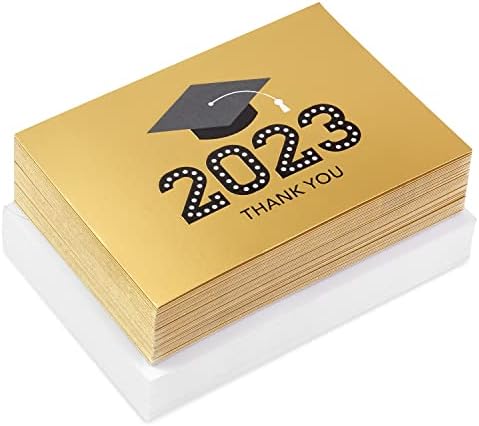 Hallmark 2023 Graduação Cartas de agradecimento, tampa de graduação em ouro