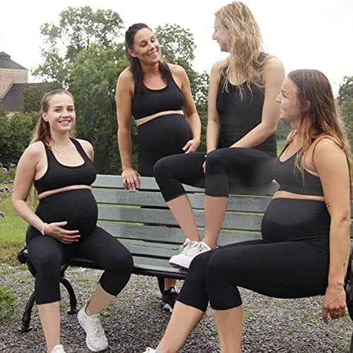 Maternidade Capri Leggings sobre o elevador de bunda da barriga-calças de gravidez de exercícios sem exercícios para mulheres que não visualizam para mulheres