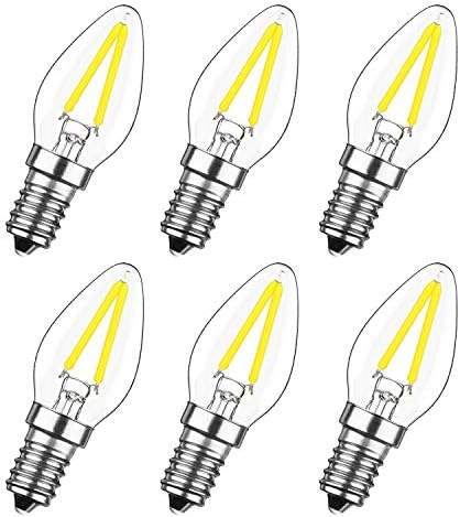 Bulbo de LED de Attaljus C7, lâmpadas noturnas de Candelabra E12, luzes de filamento de 2W da luz do dia 6000K, lâmpada de sal