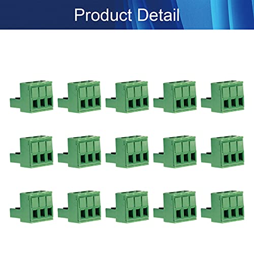 15pcs 300V 15A 5,08 mm Pitch 3p Plano plano Inserção de assento de agulha PCB Conector de bloco de parafuso 2EDGK-5.08 Verde,