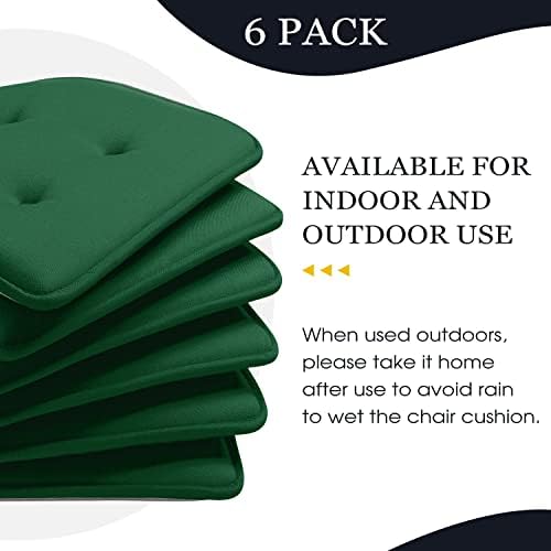 Almofadas básicas de cadeira para cadeiras de jantar 6 pacote, almofada de cadeira de espuma de memória com apoio não