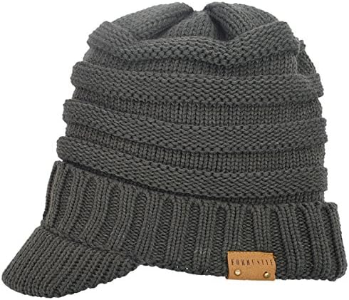 Homens de Forbusite Knit Beanie Visor Cap for Winter Women Giror Giretim com uma borda
