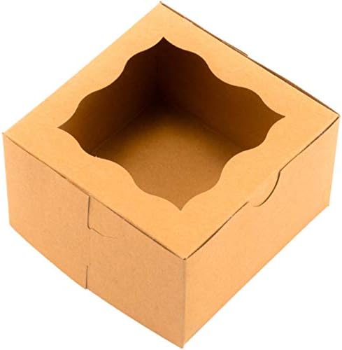 BAKELUV 4X4X2.5 ”MINI CAIXAS DE BOLO COM JANELA | 12 pacote | Pequenas caixas de padaria com janela, pequenas caixas de pastelaria,